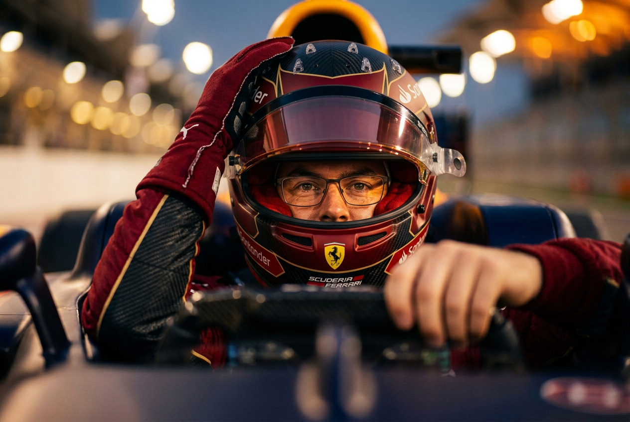 Matt Locke in a Ferrari-liveried helmet